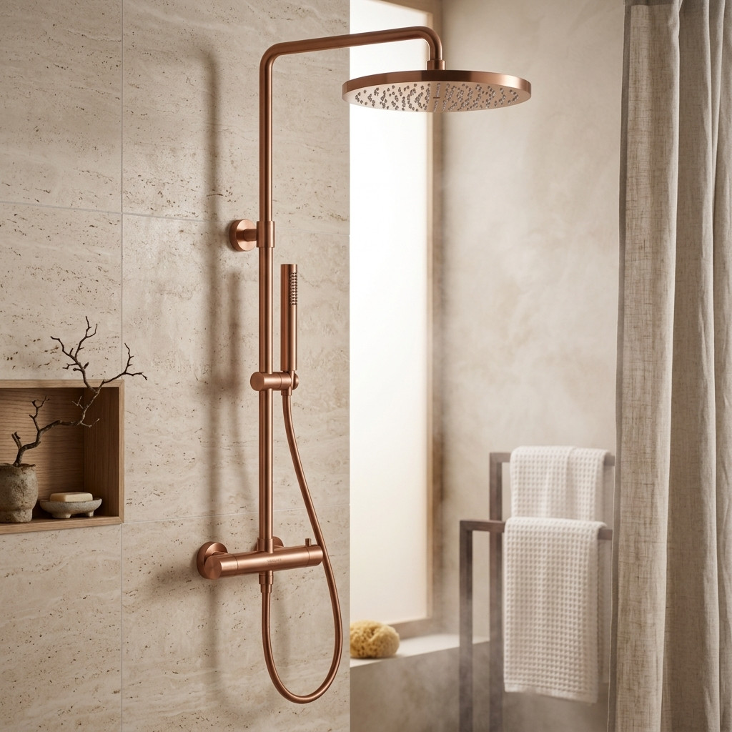 Aquanello Eterna Thermostatic Shower Column 30 cm Rain Shower Copper ET-S-SET10-6-62